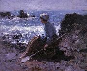 Nicolae Grigorescu Fisherwoman of Granville oil painting on canvas
